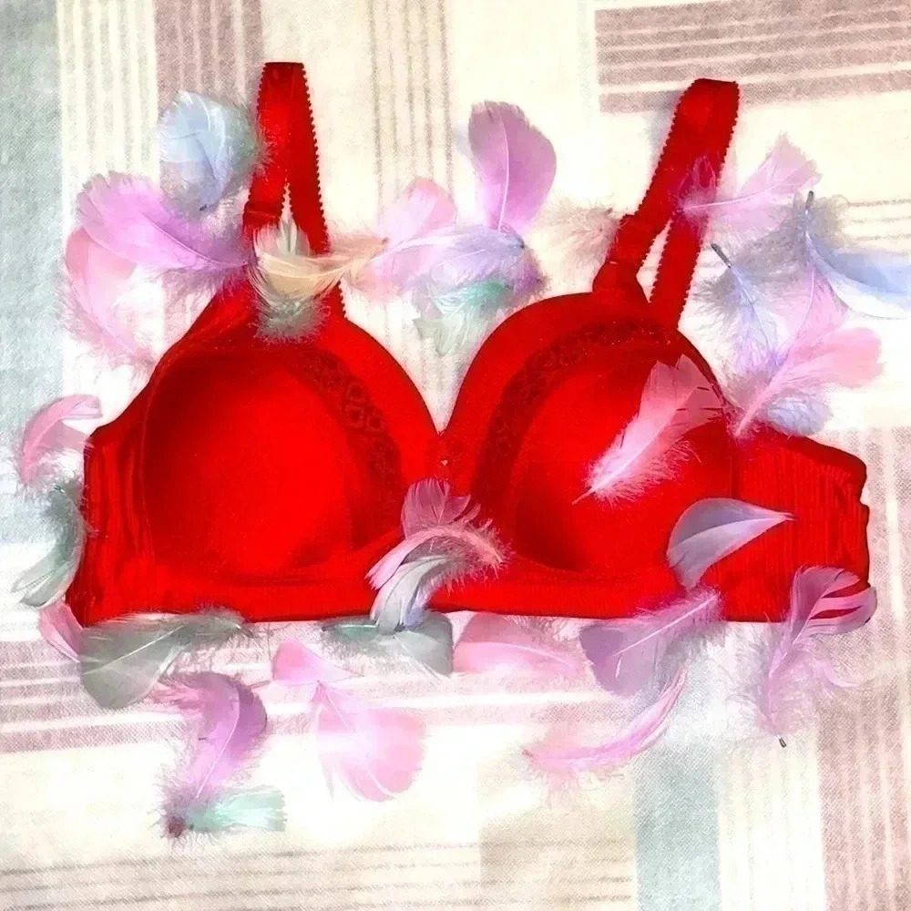 Bright Red  Colour Cute Bralette For Daily Wear Soft Touch and Comfortable
